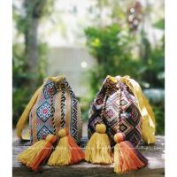 ราคา กระเป๋าผ้าทอลายทรงขนมจีบ แต่งพู่handmade (8013807095)
