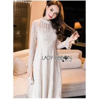 ราคา ฟรี EMS ชุดเดรสยาว งานป้าย Lady Ribbon Thailand เสื้อผ้าแฟชั่นผู้หญิง Dress Size M สี ครีม พร้อมส่งสวยเหมือนแบบ (1101468282)