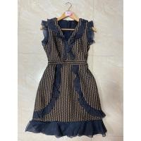 ราคา ส่งต่อเดรสรังผึ้งแต่งระบายสีกรมท่า ไซส์L งานป้าย jidapa ผ้าดี มีซับใน ใส่ออกงานได้ (13398079369)