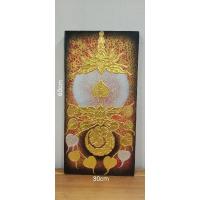 ราคา ภาพวาดโคมไฟเลขหนึ่งใบโพธิ์พื้นสีน้ำตาลขนาด30×60cm (5781215473)
