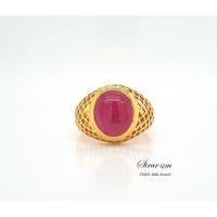 ราคา แหวนพลอยแดงทับทิม (หลังเบี้ย)งานทองแท้90% มีใบรับประกันทางร้านทุกชิ้น (4654910678)