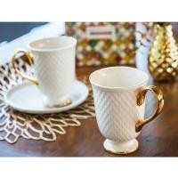 ราคา แก้วมักเซรามิค 2 ชิ้น Porcelain ลายเพชร ลายลูกกอล์ฟ วนทอง (21987928566)