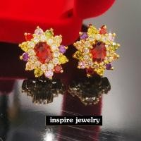 ราคา INSPIRE JEWELRY ต่างหูพลอยโกเมนล้อมเพชรเพชรสวิส และล้อมพลอยนพเก้าหลากสีอีกรอบ งาน Design เกรดพรีเมี่ยม (2707323379)