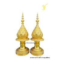 ราคา พานพุ่ม สักการะบูชา ลายหยดน้ำ กระจกทอง (16878963883)