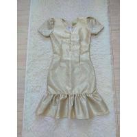 ราคา ผ้าไทย ผ้าทอ อัดกาว เดรสผ้าไทย เดรส สีเหลืองทอง (20970955178)