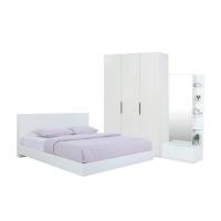 ราคา INDEX LIVING MALL ชุดห้องนอน รุ่นแมสซิโม่+แมกซี่ ขนาด 5 ฟุต (เตียงนอน(พื้นเตียงซี่)+ตู้เสื้อผ้า 3 บาน+โต๊ะเครื่องแป้ง) - สีขาว (22513181592)