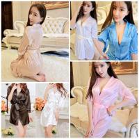 ราคา ชุดนอน พริ้วๆ ลื่นๆใส่สบาย 1 ชุด ได้ 3 ชิ้น เสื้อคลุม+จีสตริง+สายผูกเอว (5537576495)