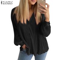 ราคา Zanzea เสื้อเบลาส์ คอวี แขนยาว ทรงหลวม สีพื้น สไตล์วินเทจ สําหรับผู้หญิง (23559330944)