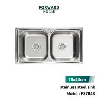 ราคา Forward ซิงค์ล้างจาน ซิงค์ล้างจานสแตนเลส อ่างล้างจานสแตนเลส 2หลุม ขนาด78x43ซม stainless steel sink รุ่น FS7843 (15586150112)
