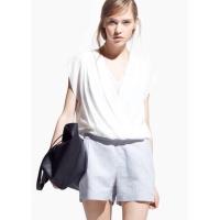 ราคา ⚡Sale⚡MNG by Mango จั้มสูทขาสั้น ช่วงตัวเสื้อเป็นผ้าชีฟอง กางเกงผ้าลินิน Size M (14773895897)