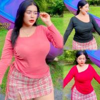 ราคา เสื้อสาวอวบเสื้อสาวอ้วนVani อก38-44นิ้ว ความยาว24นิ้ว (รูดสามเหลี่ยมแขนยาว) (19280447952)