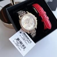 ราคา แท้ 100% นาฬิกาข้อมือ นาฬิกาข้อมือผู้หญิง Coach Women 14500091 BOYFRIEND Signature Brown Gold Tone Watch (19075081133)