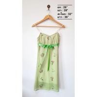 ราคา เดรสสั้นสีเขียว ผ้าชีฟอง (5577938063)