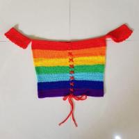 ราคา เสื้อปาดไหล่ไหมพรม สีรุ้ง เรนโบว์ (391589462)