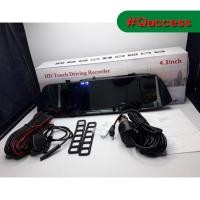 ราคา กล้องติดหน้ารถยนต์ ภาพคม ชัด HD Touch Dual Lens Rear view Mirror Driving Recorder 4.3 นิ้ว Full HD 1080P (15909038152)