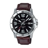 ราคา Casio Standard นาฬิกาข้อมือผู้ชาย สายหนังแท้ รุ่น MTP-VD01,MTP-VD01L,MTP-VD01L-1B - สีเงิน (1486361775)