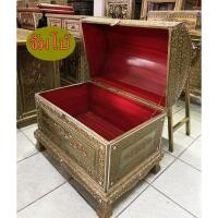 ราคา หีบทอง ฝาโค้ง จัมโบ้ ย60xล40xส60cm กล่องทอง ทรงหีบสมบัติฟาโรห์ หีบสมบัติ ทำแบบทองเก่าโบราณ ประดับกระจกสี เรียกทรัพย์ (11045677145)