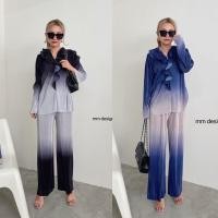 ราคา ชุดเซทอัดพลีท 2 ชิ้น ชุดอัดพลีทไล่สี เซตอัดพลีทแขนยาว แต่งระบายอก (14854859672)