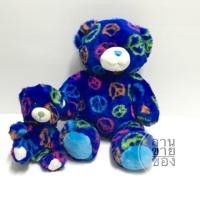 ราคา ตุ๊กตาหมีน่ารักป้ายบิ้วอะแบร์งานคู่แม่ลูก Build A Bear Blue Peace Sign Bear With Multicolored Peace Signs (2705355748)