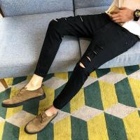 ราคา กางเกงยีนส์((ยืดแฟชั่นขาดเข่า))ทรงเดฟสกินนี่.สีดำลายใหม่ขาด8จุด.ข้างละ4จุด.สวยเท่ใส่สบาย (8039582410)