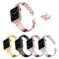 ราคา สายนาฬิกาข้อมือ ฝังเพชร โลหะ สามง่าม แบบเปลี่ยน สําหรับ Apple Watch iWatch 7 6 5 4 3 (20809723704)