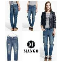 ราคา MANGO Destructed Boyfriend Denim Jeans กางเกงยีนส์ทรงบอยเฟรนด์ สินค้ารุ่นใหม่ชนชอป (510165)