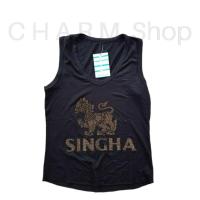 ราคา เสื้อกล้ามผ้าเด้ง รีดเพชร ผ้า Spandex ดำ (1812077322)