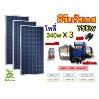 ราคา ชุดปั๊มน้ำหอยโข่งดีซีบรัสเลส 750w 1 นิ้ว พร้อมแผงโซล่าเซลล์ 330w 3 แผง (7617187804)