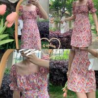 ราคา มินิเดรสลายดอกทิวลิป สีชมพู size M, L, XL (3666598126)