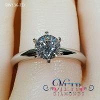 ราคา แหวนเพชรเม็ดเดี่ยว 1 กะรัต เพชรเลียนแบบเพชรแท้ ทำจาก เพชร CZ, Cubic Zirconia หรือ เพชรโคลนนิ่งเกรด7A เจียระไน 81 เหลี่ยม (3686631412)