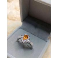 ราคา แหวนพลอยซิทริน ทรงหยดน้ำ ล้อมเพชร (9398505213)