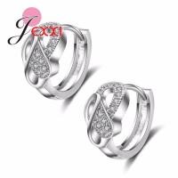 ราคา ต่างหูเงินแท้ ต่างหูห่วงฝังเพชร (652604054)