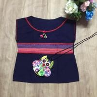 ราคา เสื้อผ้าฝ้ายคอกลมแต่งผ้านากาคาดอก (7750363034)