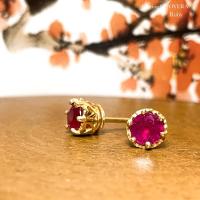 ราคา ต่างหูทับทิมเม็ดเดี่ยว6มม.ตัวเรือนลายฉลุเงินแท้92.5ชุบทองคำแท้ (22878922876)