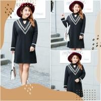 ราคา PMSWEET PLUSSIZE : PM3706 : พร้อมส่ง เสื้อผ้าไซส์ใหญ่ คนอ้วน สาวอวบ ชุดเดรสสีดำคอเต่า ด้านในบุขนกำมะหยี่ แต่งมุกเก (12116381932)