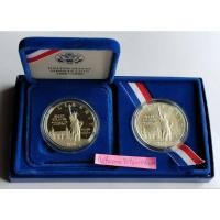 ราคา USA ชุดเหรียญเนื้อเงินเทพีเสรีภาพ One dollar ขัดเงา & One Dollar ไม่ขัดเงา ปี 1986 P&S (20882045234)