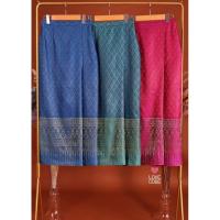 ราคา ผ้าถุงแบบเย็บสำเร็จรูปเป็นผ้าถุงไม่อัดกาวงานไซส์ซิปหลัง ตัดเย็บด้วยผ้าไหมไทยลายยกดอกทศกัณฐ์ (9949275192)