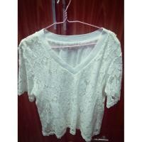 ราคา เสื้อลูกไม้คอวี สีขาว อก 42 (4801261433)