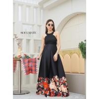 ราคา กางโปรงยาว ผ้าโฟม ลายดอกชบา เอวยาวยืด26-32 นิ้ว (18586333893)