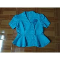 ราคา เสื้อไหมลาว สีฟ้าเข้ม แขนบัว (22378214466)