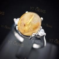 ราคา แหวนแก้วไหมทอง ข้างเพชร แหวนเงินแท้ ชุบทองคำขาว แก้วไหมทองแท้ YTG-11671 (21016060827)