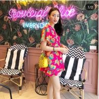 ราคา เดรส ป้ายหน้า ลายดอกแดง (1260708686)