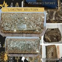 ราคา Victoria's secret Limited edition small gold sequin clutch purse (18923229078)
