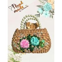 ราคา HANDMADE กระเป๋าสานผักตบชวา ปักริบบิ้น ไซส์ S ลายดอกกุหลาบ (พร้อมส่ง) (18582981748)