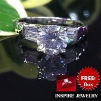 ราคา INSPIRE JEWELRY แหวนเพชรเม็ดเดียวชูเม็ดยอด size 7min ฝังเพชรหลอดที่บ่าทั้งสองข้าง ๆละ 3 เม็ดเพชรCZเกรด AAA++ (1447095658)