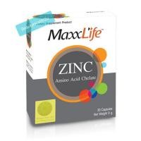 ราคา MaxxLife Zinc Amino Acid Chelate แม็กซ์ไลฟ์ ซิงก์ อะมิโน แอซิด คีเลต 30 แคปซูล (8838538924)