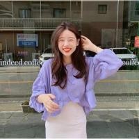 ราคา เสื้อเชิ้ตเกาหลี สีม่วง (5937177395)