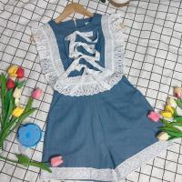 ราคา จั้มยีนส์สีอ่อนแต่งลูกไม้ หน้าหลังและชายขาจั้ม งานป้ายนำเข้าผ้าอย่างดี (22451314640)