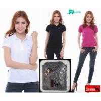 ราคา เสื้อโปโล ( Polo Shirt )แบรนด์ Geeko ตรากวาง สีพื้นหญิง สีเทา(ท๊อปดำ) Gkc - 06W (1799314452)