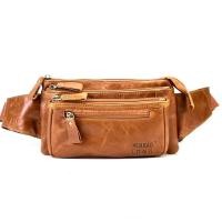 ราคา Chinatown Leather กระเป๋าวัวหนังแท้ คาดเอว สะพายหน้าอก ซิปยื่นหน้าสีน้ำตาล ดำ (1982935788)